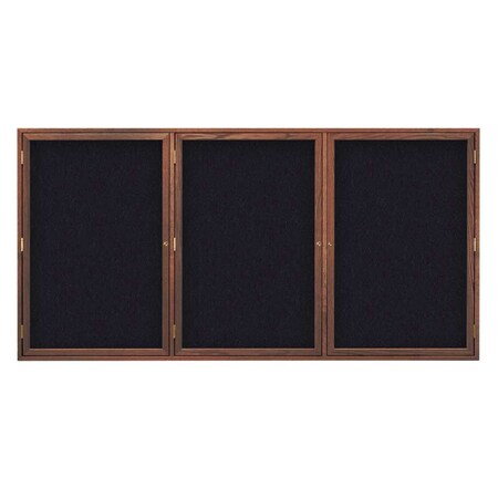 Single Door Enclosed EZ Tack Board,36x36, Header,Walnut/Black